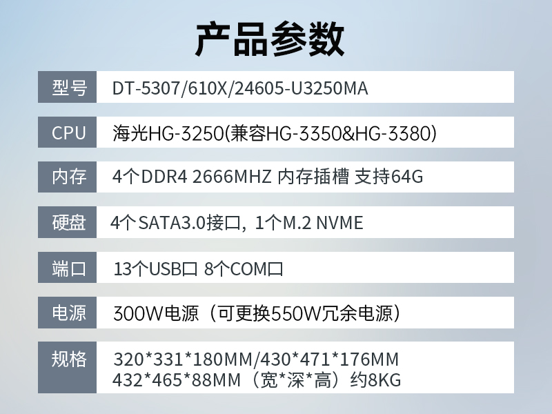 國(guó)內(nèi)工控機(jī),國(guó)產(chǎn)海光處理器主機(jī),DT-5307-U3250MA